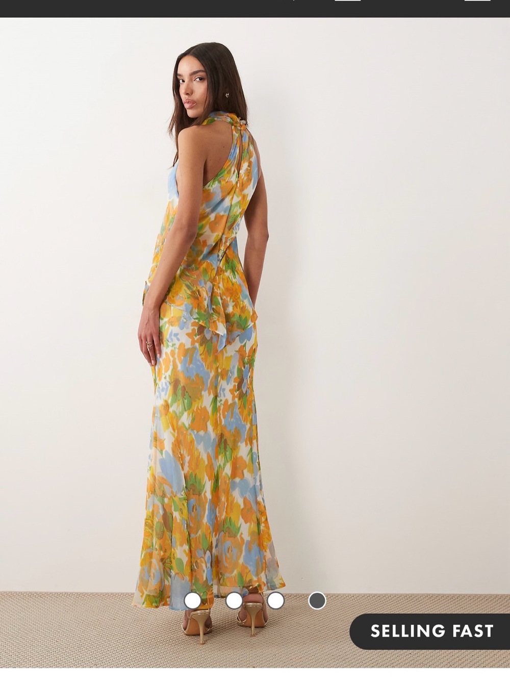 ASOS Floral Halter Maxi Dress in Yellow and Blue